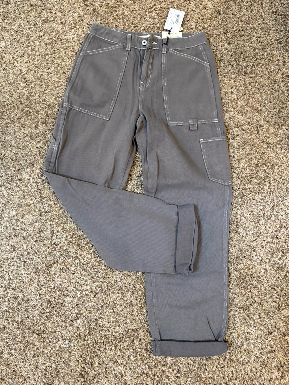 Women's Gray Cargo Pants with Utility Pockets